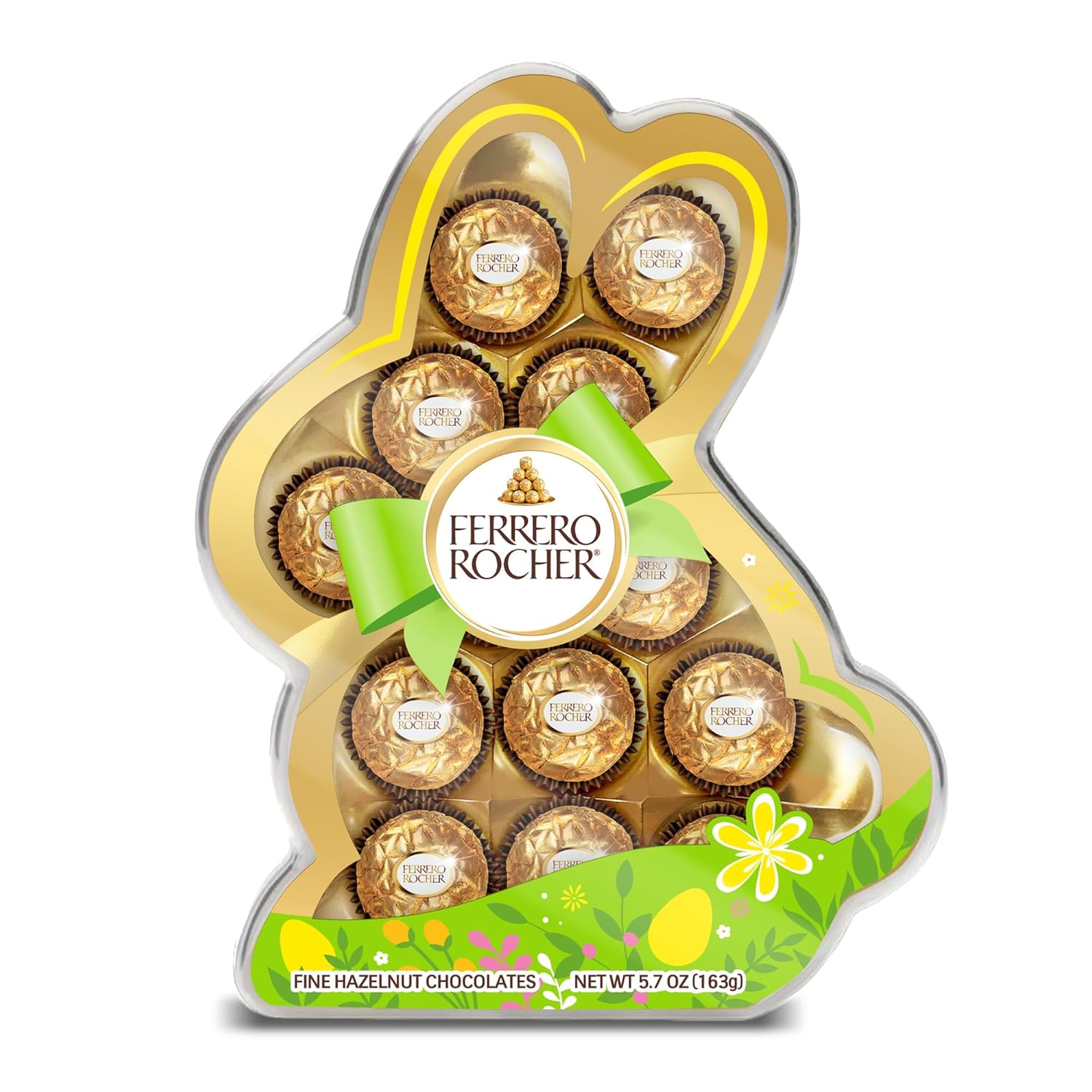 Ferrero Rocher, 13 Count, Premium Gourmet Milk Chocolate Hazelnut, Individually Wrapped Candy for Gifting in a Bunny-Shaped Box, 5.7 oz